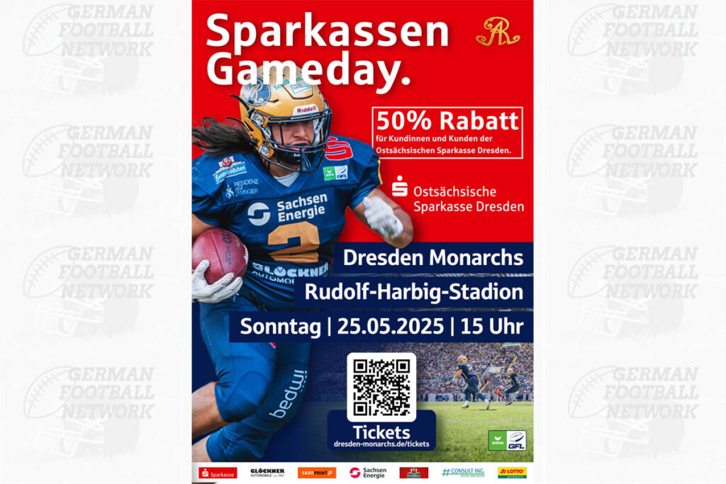 Dresden Monarchs, American Football, AFCV-NRW, AFVD, American Football Verband Deutschland, GFL, German Football League, German Football Network