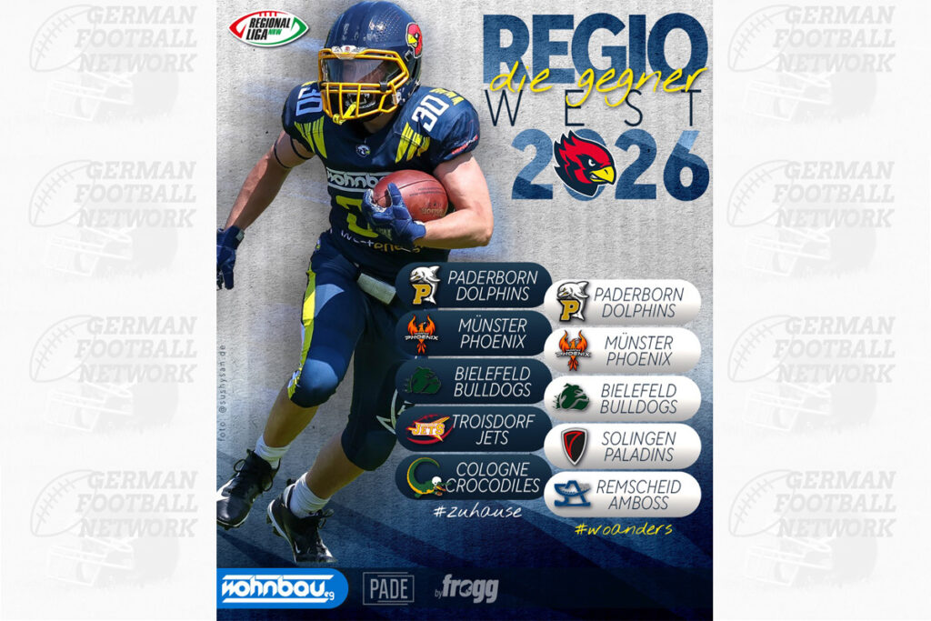 Wohnbau Assindia Cardinals, German Football Network, GFN, Mülheim Shamrocks, Wesseling Blackvenom, German Football League, AFVD, GFL, DFFL, AFBÖ, AFLE, EFA, ELF, American Football, NFL, Football is family