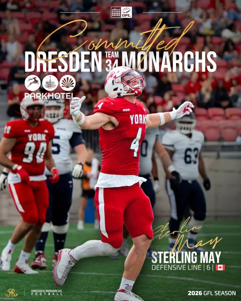 Dresden Monarchs, German Football Network, GFN, German Football League, AFVD, GFL, DFFL, AFBÖ, AFLE, EFA, ELF, American Football, NFL, Football is family